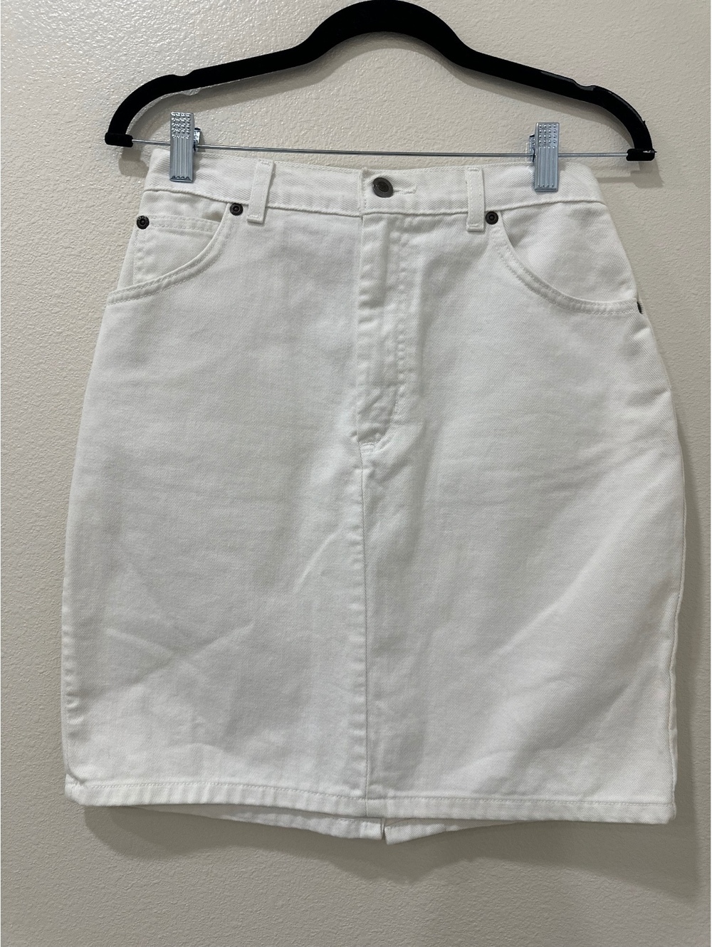Vintage St. John's Bay White Denim Skirt Size 6 Cotton